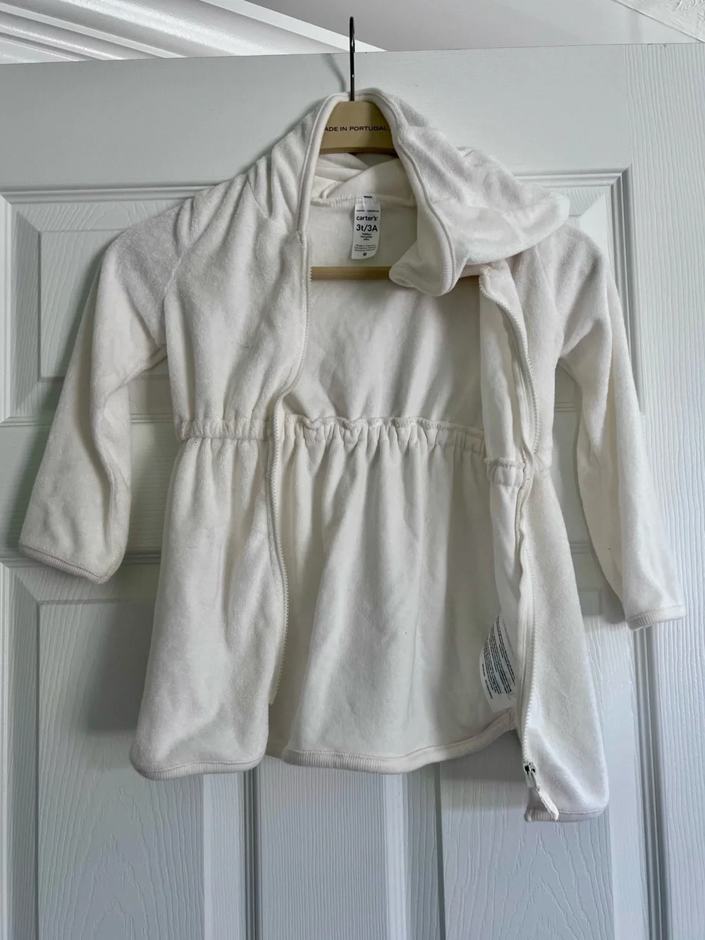 Carter's Toddler Girl White Hooded Terry/Fleece Beach or Pool Cover-Up - 3T